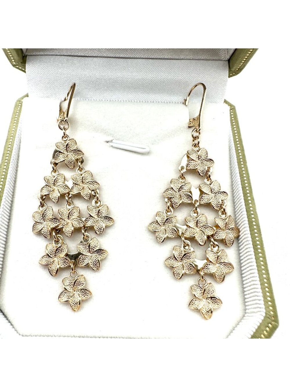 Atasay Gold Plated Sterling Silver Pierced Chandelier Earrings 2.5"